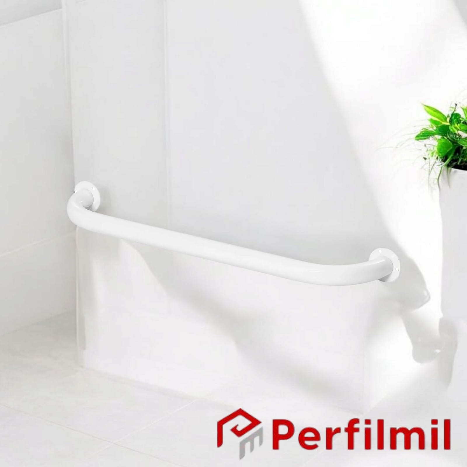 Barra de Apoio em Alumínio Branco para Banheiro